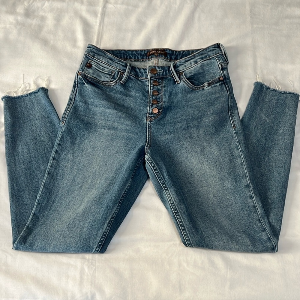 Dear John Olivia Super High Rise Skinny Raw Hem Coronado Jeans